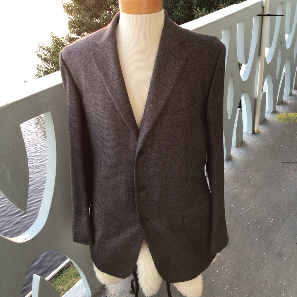 Ermenegildo Zegna Charcoal SilkCashmere And Suede Blazer Made In Switzerland